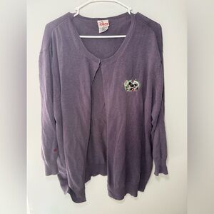 Vintage Disney Purple Cardigan Sweater with Embroidered Detail
